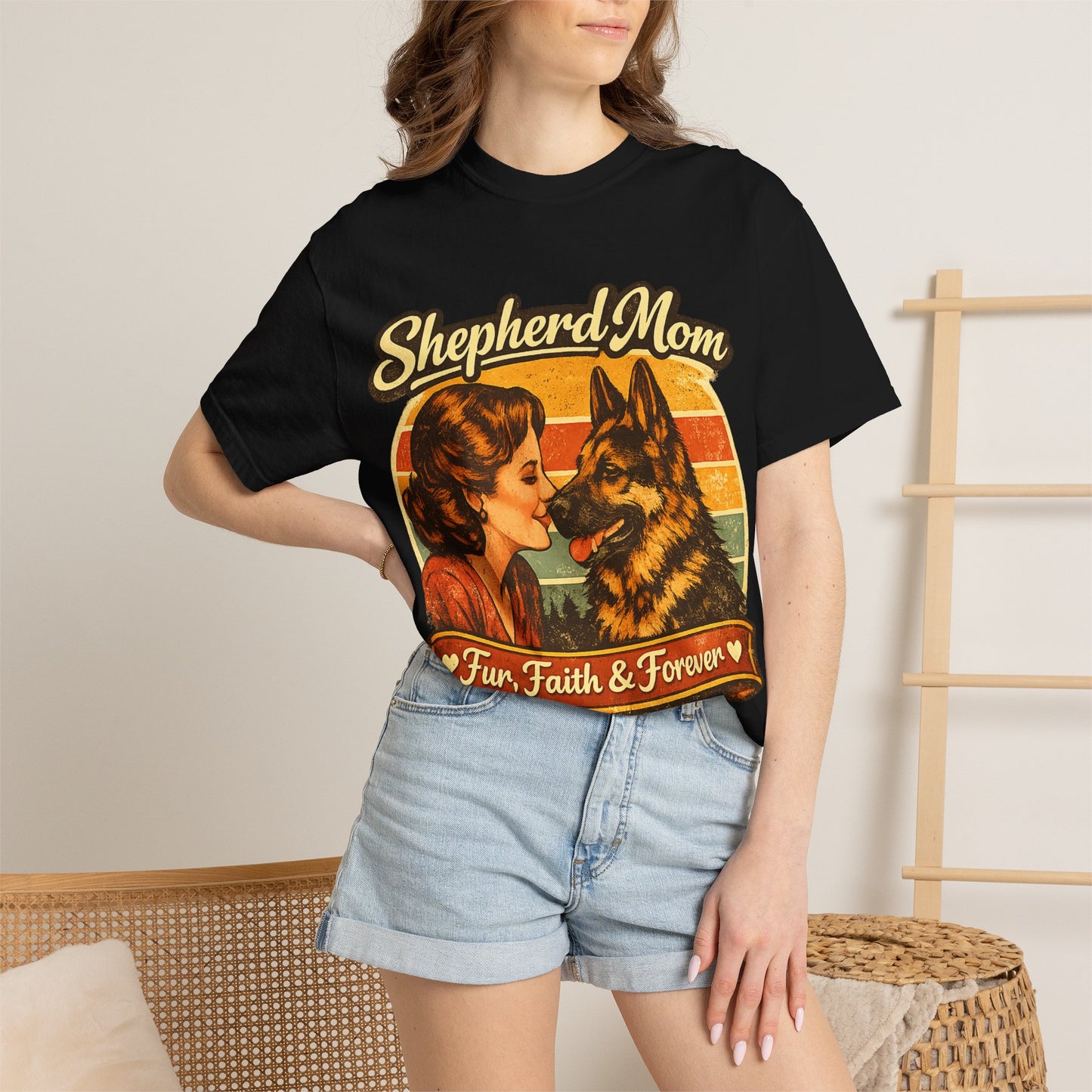 Shepherd Mom Vintage Portrait T-Shirt | German Shepherd Mom Tee
