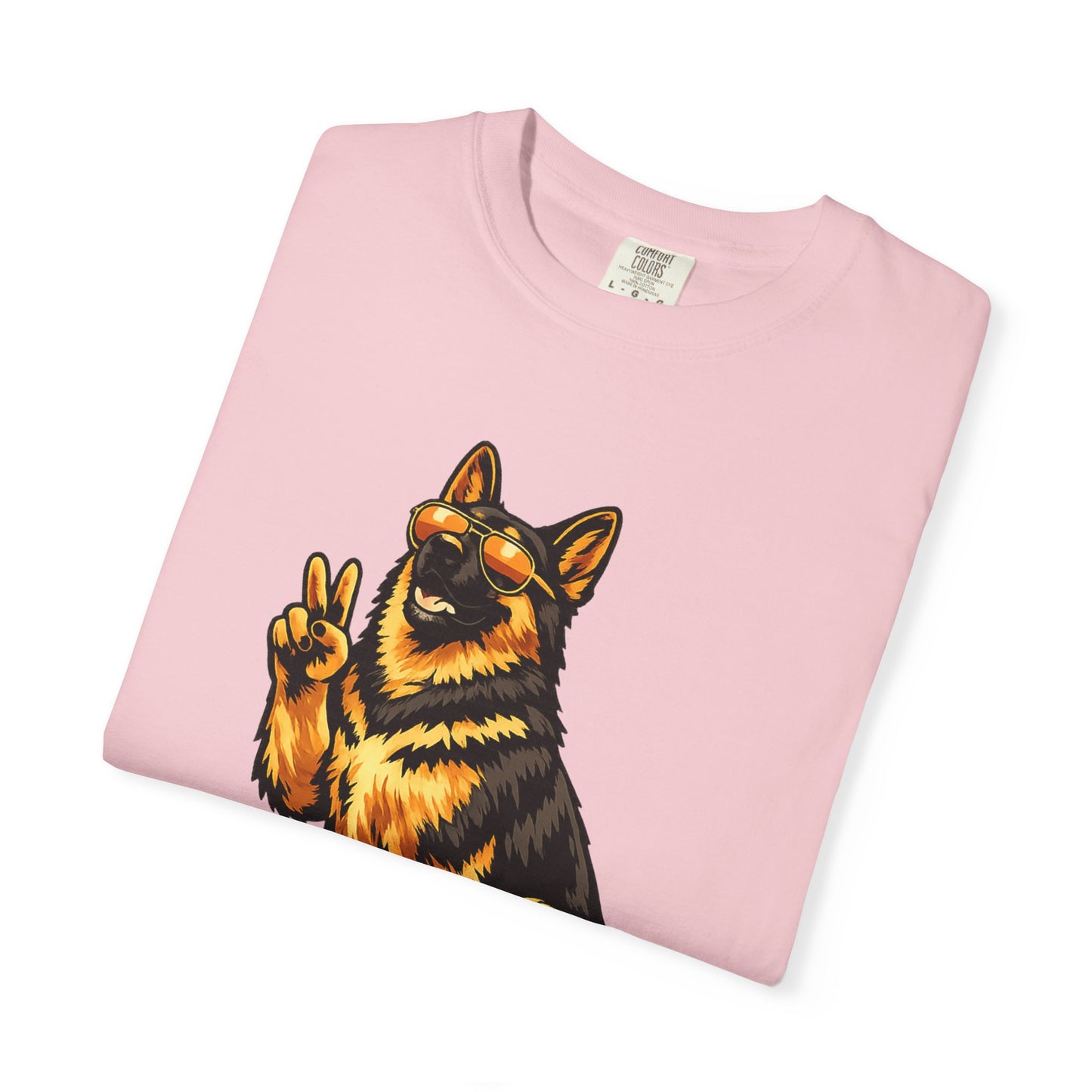 Guardians of Good Vibes German Shepherd T-shirt | Peace Sign Dog Tee