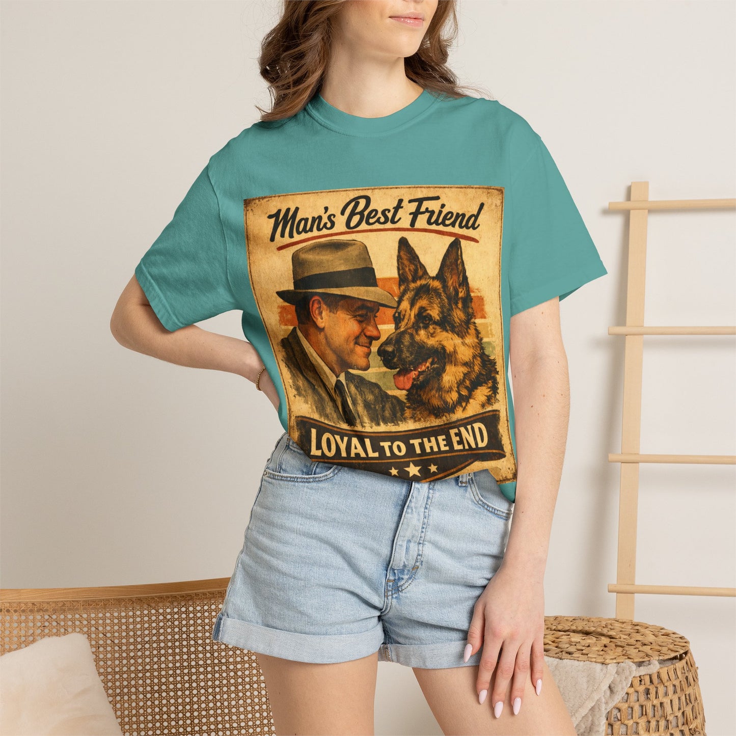 Man's Best Friend Loyal to the End T-shirt | Retro Dog Vintage Poster