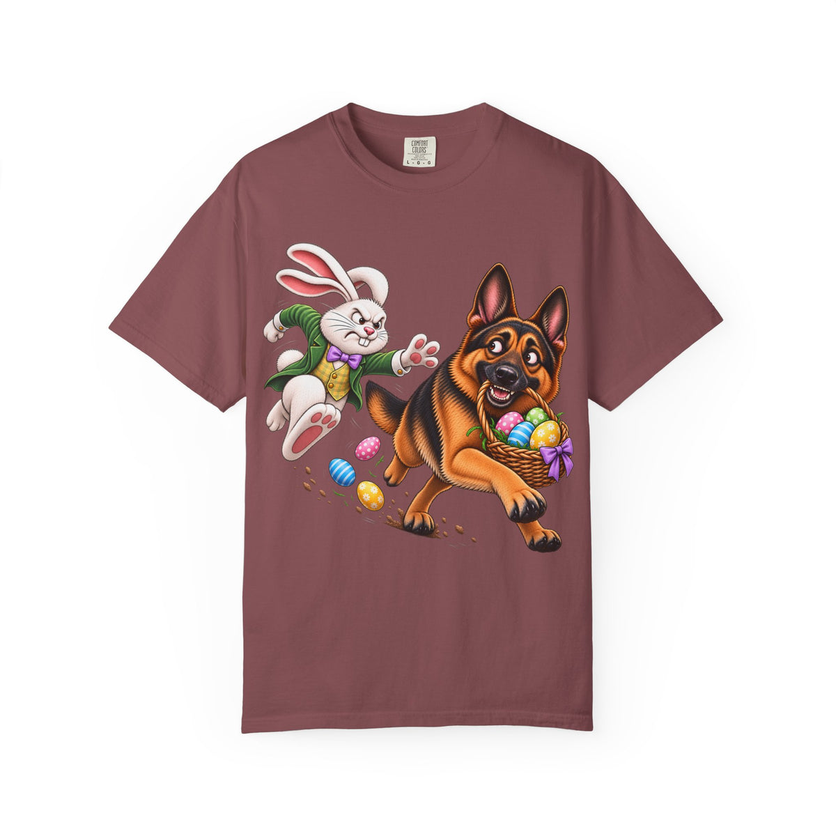 German Shepherd Easter Shirt – Funny Bunny Chase GSD T-Shirt