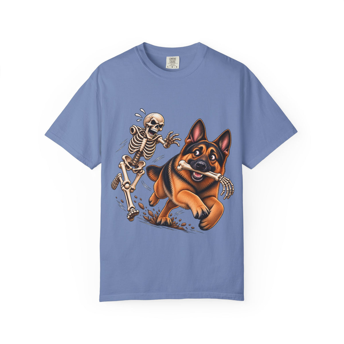 German Shepherd Skeleton Bone Chase T-Shirt – Funny Halloween GSD Shirt
