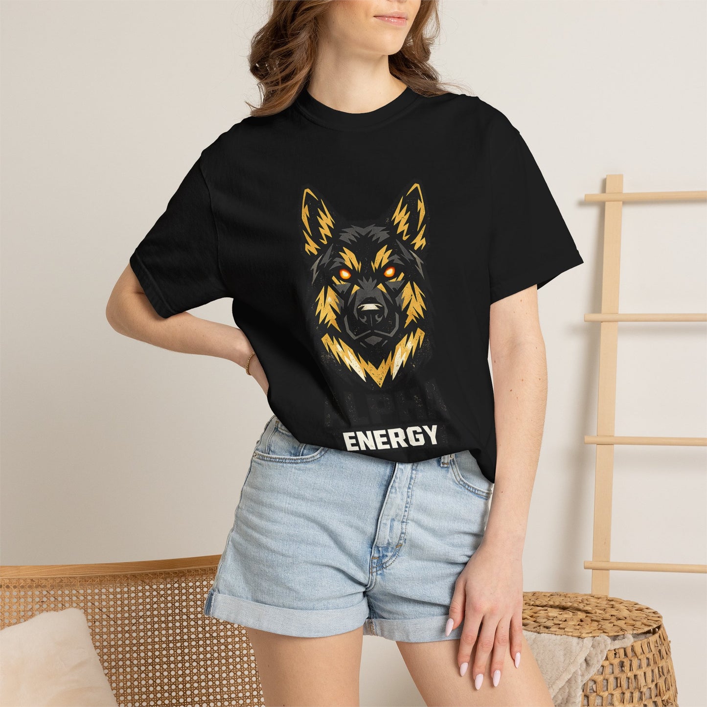 Alpha Energy German Shepherd Head T‑Shirt – Athletic Logo Dog Lover Tee | Bold Working Dog Graphic for Fitness & Streetwear | T‑Shirt