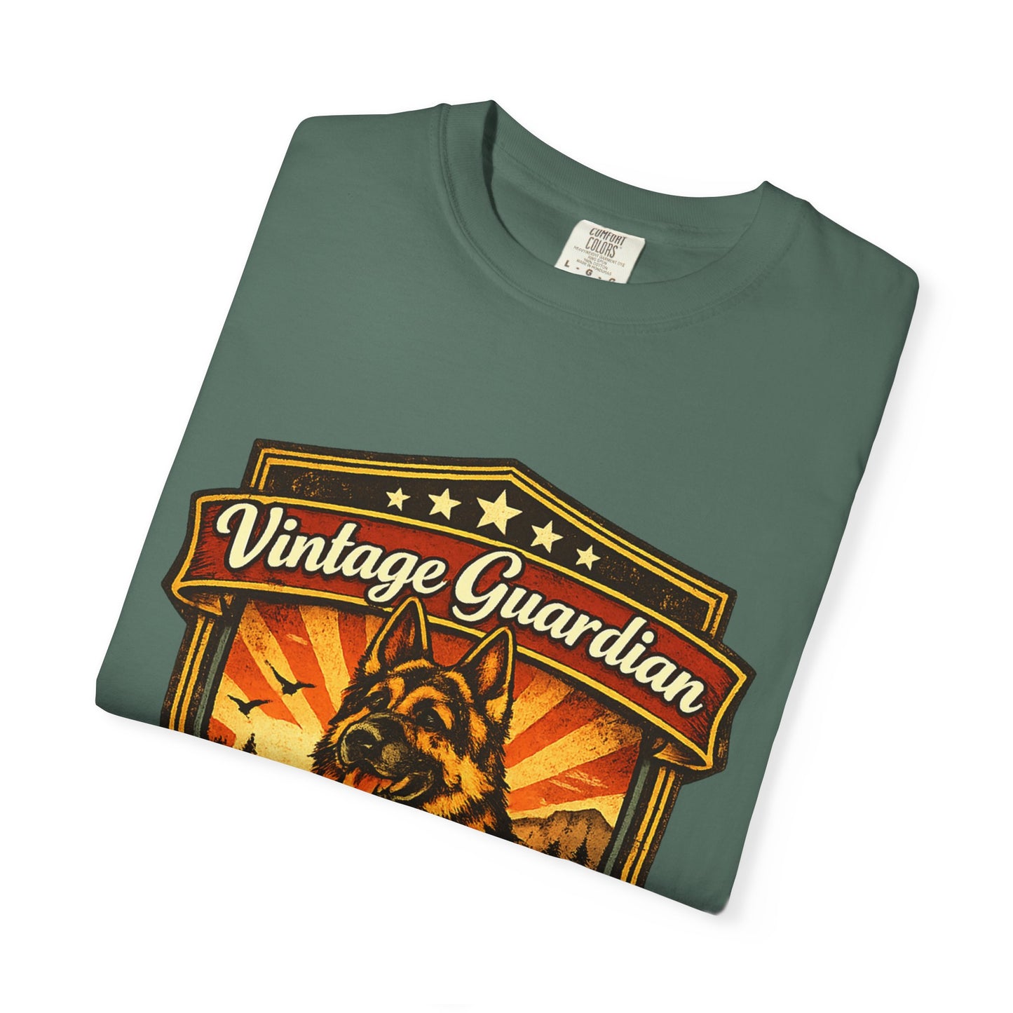 Vintage Guardian German Shepherd T-Shirt | Dog Badge Shield Design