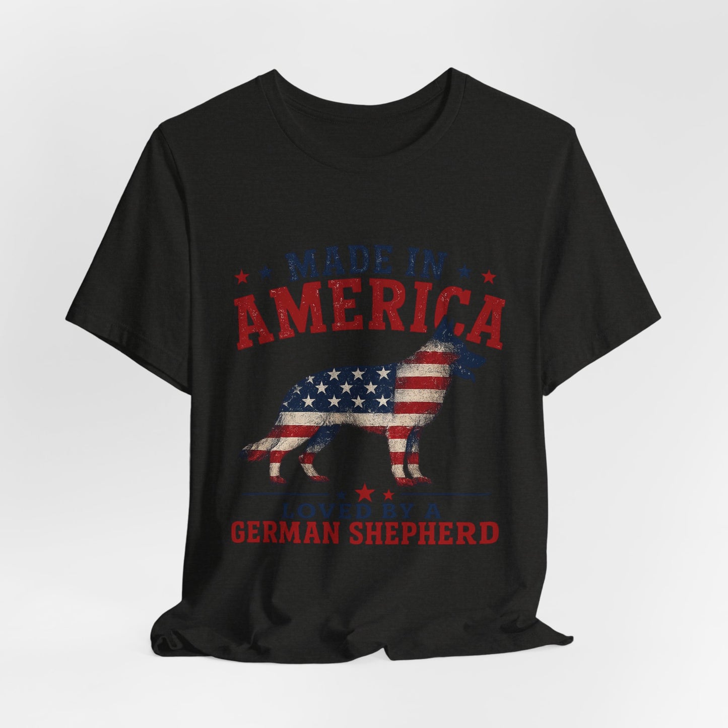 Made in America Loved by a German Shepherd Patriotic T-Shirt