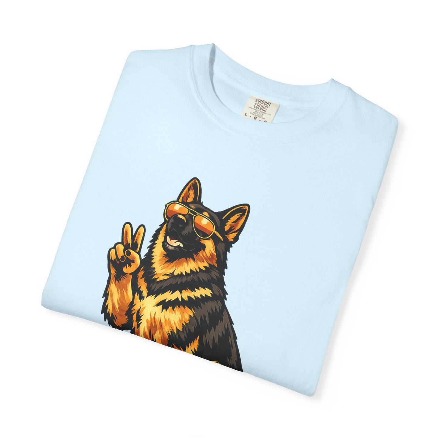 Guardians of Good Vibes German Shepherd T-shirt | Peace Sign Dog Tee