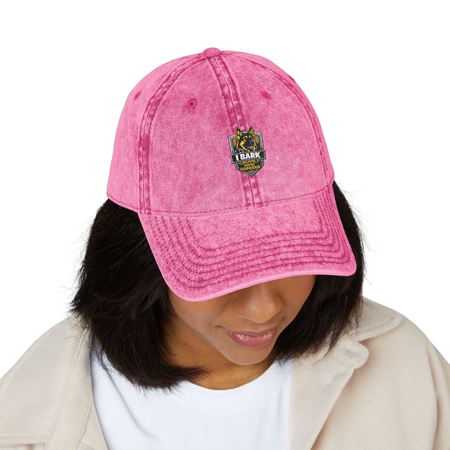 Vintage Embroidered Cap — Distressed Retro Tiger Crest Hat