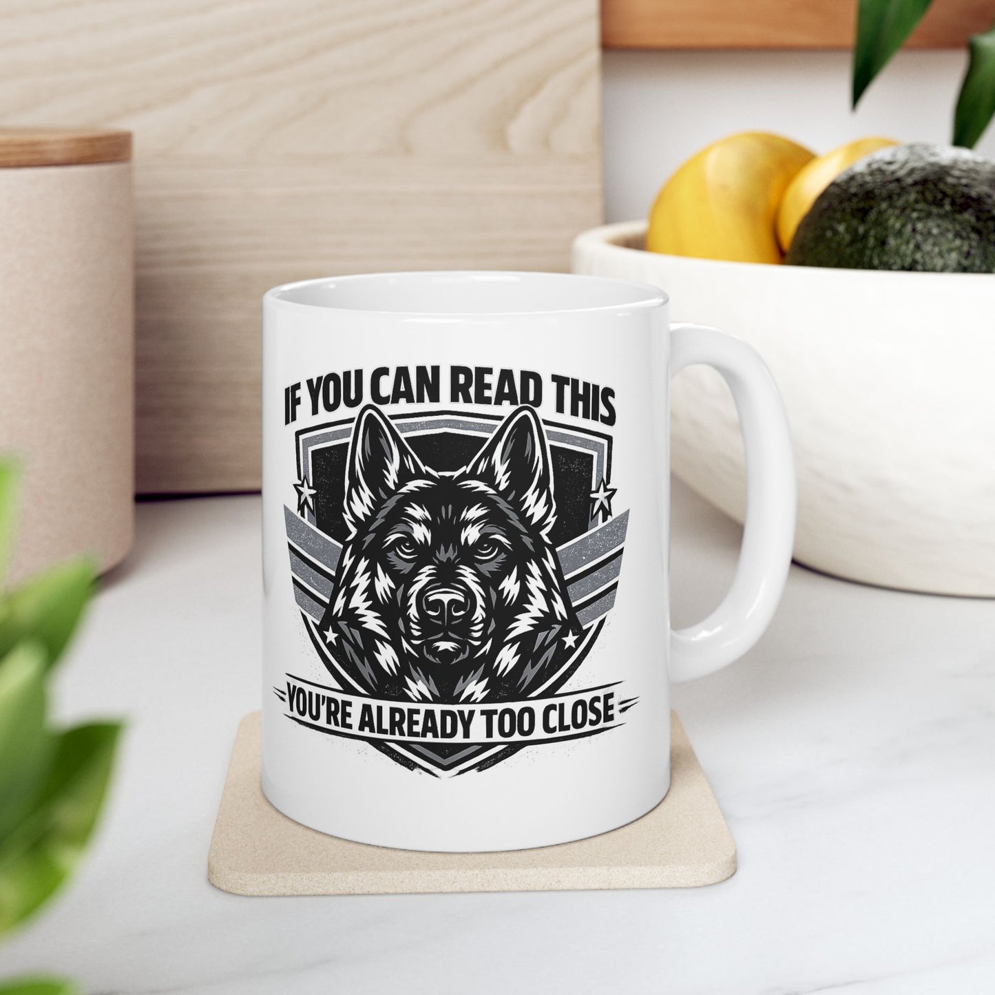 Military Skull Coffee Mug — "If You Can Read This, You're Too Close" Novelty Ceramic Mug (11oz/15oz)