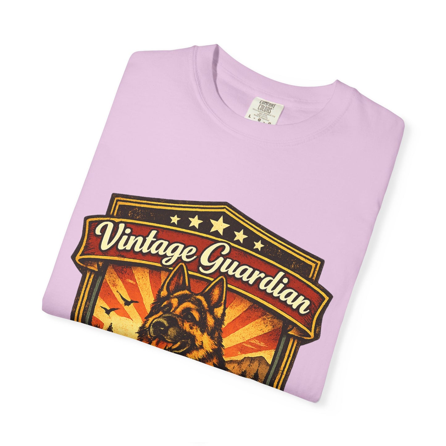 Vintage Guardian German Shepherd T-Shirt | Dog Badge Shield Design