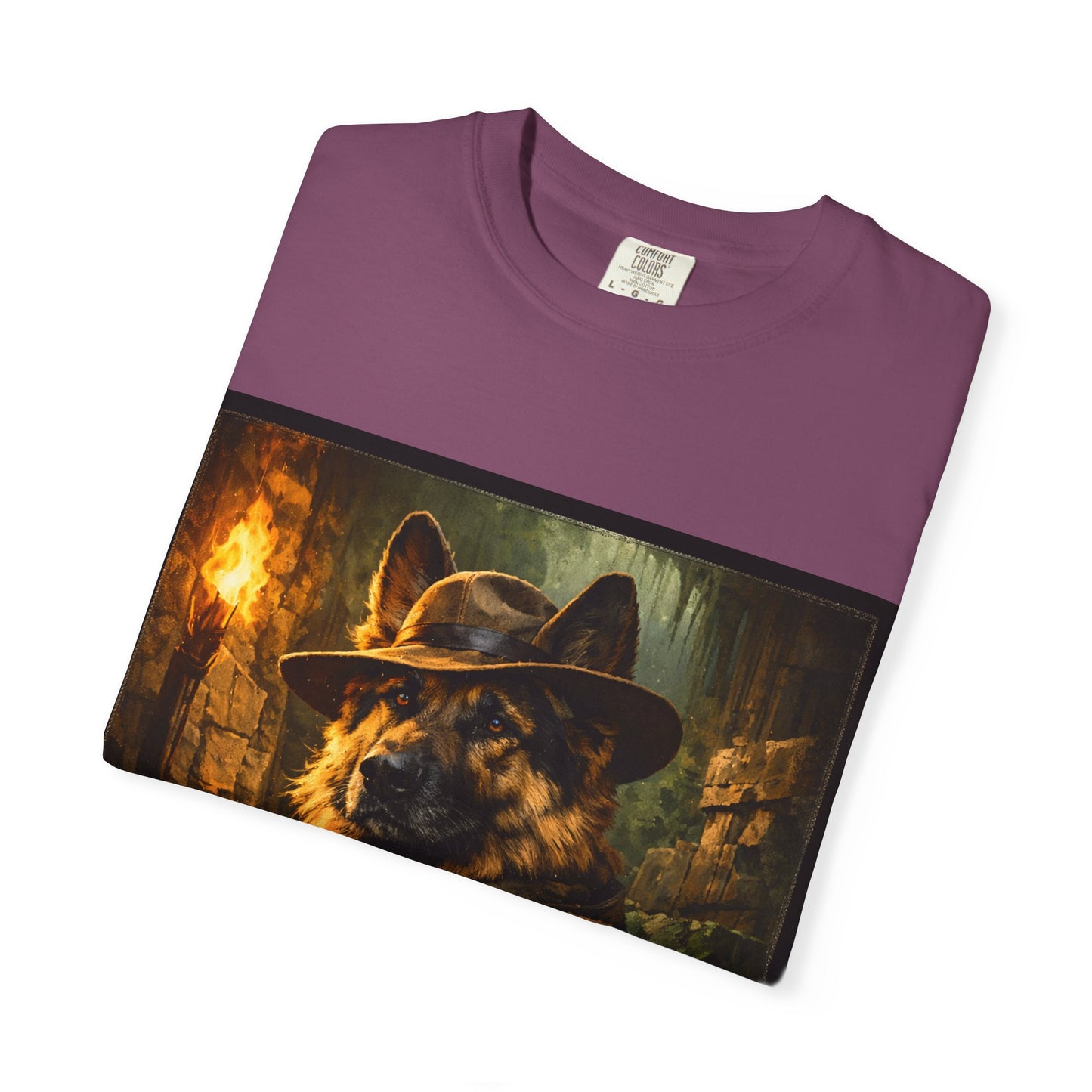 Indy Explorer German Shepherd T‑Shirt – Adventure Dog Lover Tee | Vintage Noir Canine Illustration | Bella Canvas 3001