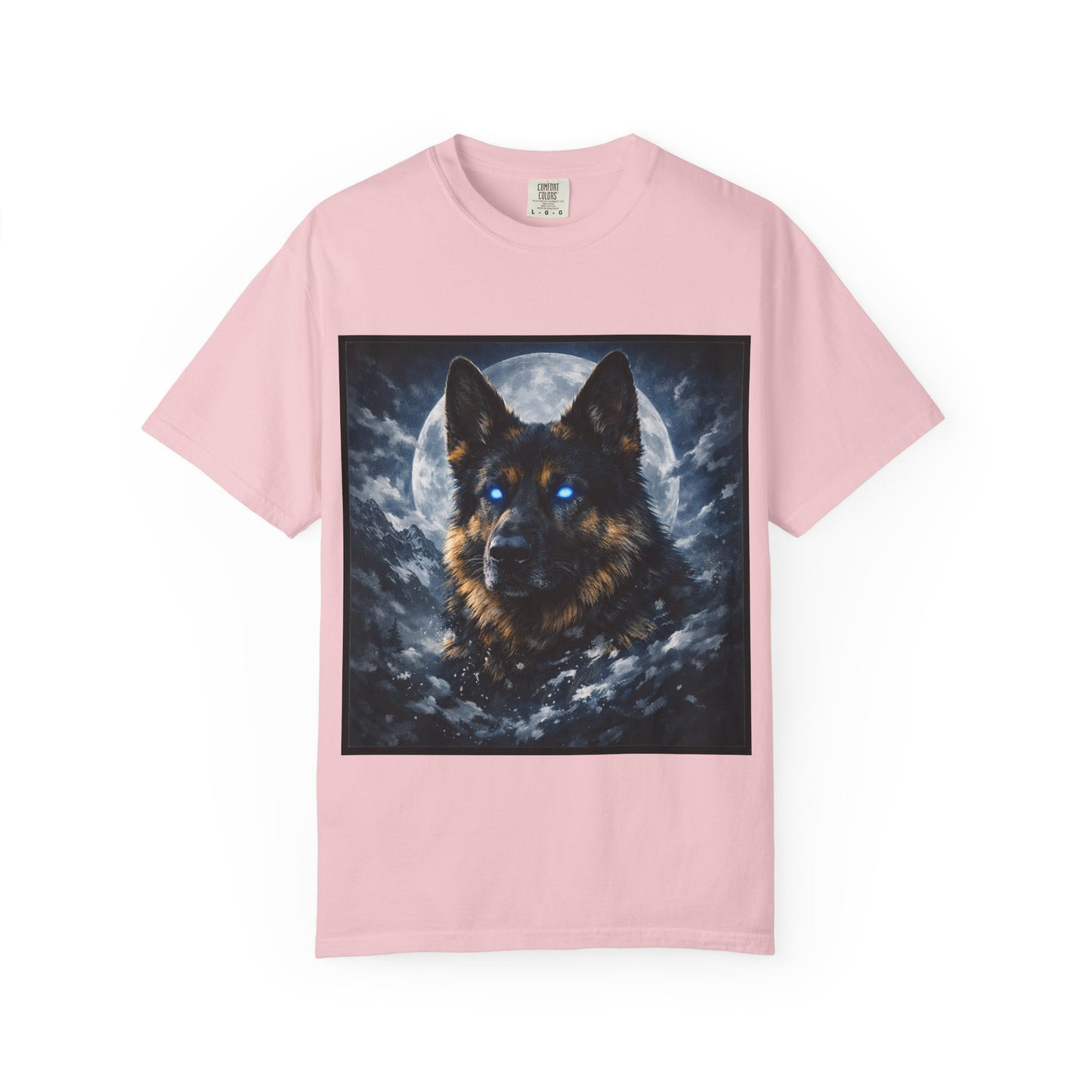 German Shepherd Portrait T-shirt | Dog Art, Night Sky Paw Print