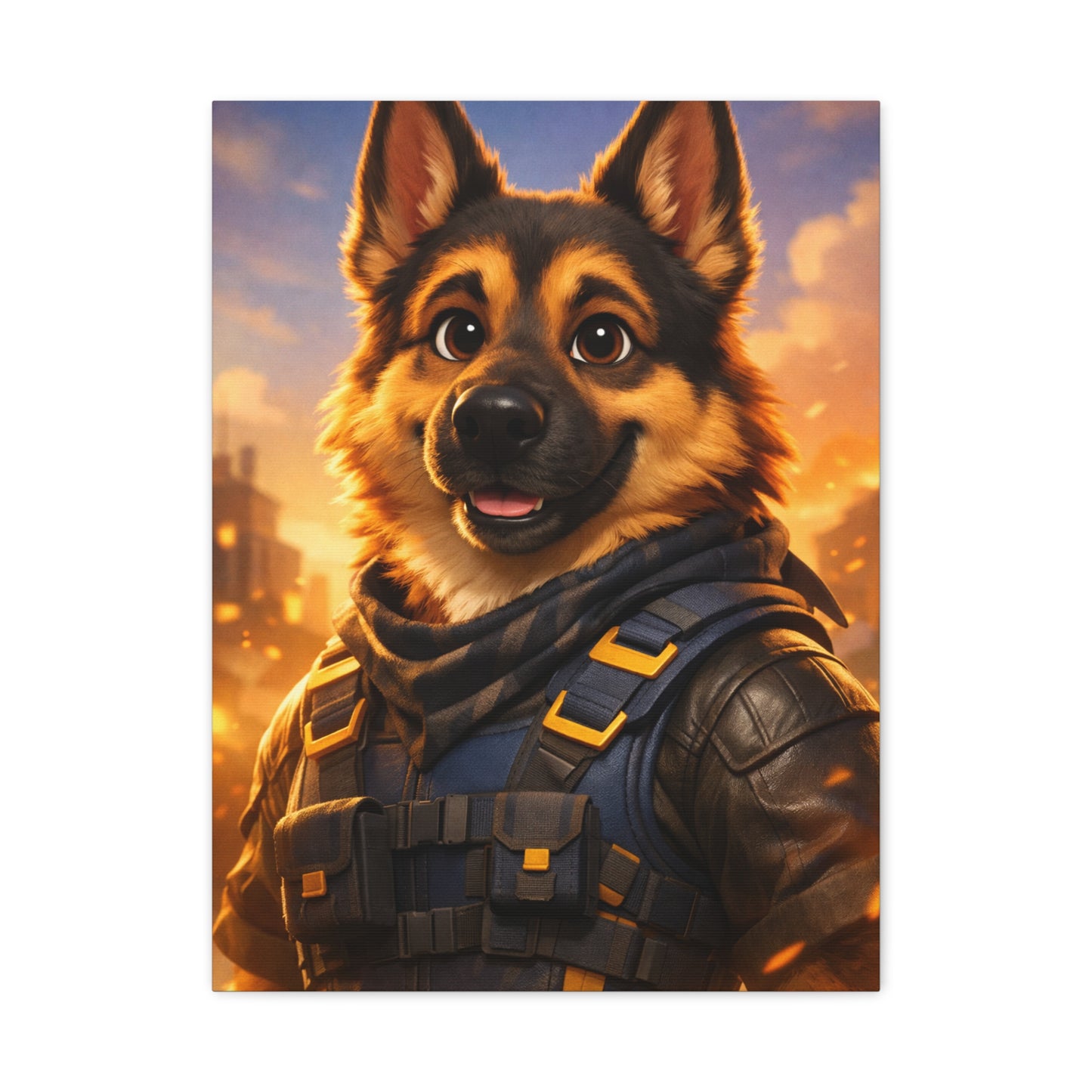 German Shepherd Hero Art – Tactical Dog Character Wall Canvas | Cinematic GSD Decor | Matte Stretched 1.25"