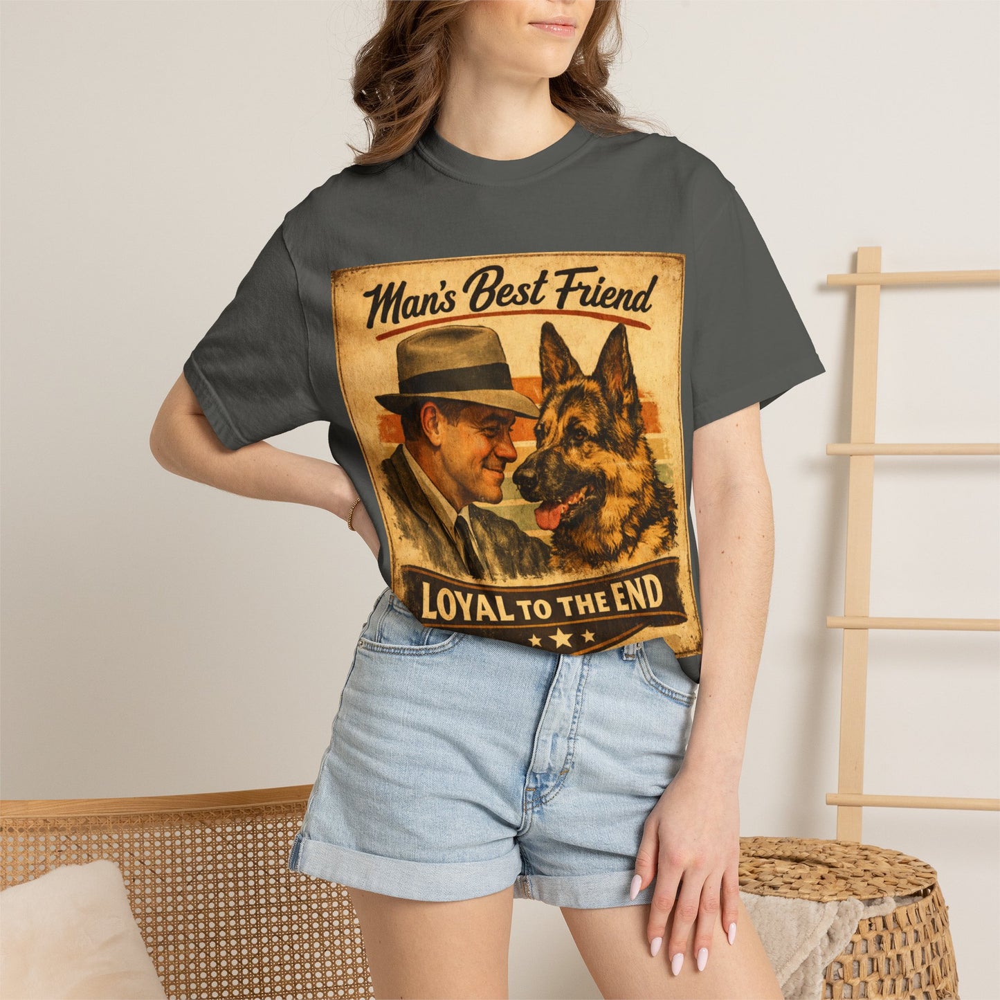 Man's Best Friend Loyal to the End T-shirt | Retro Dog Vintage Poster