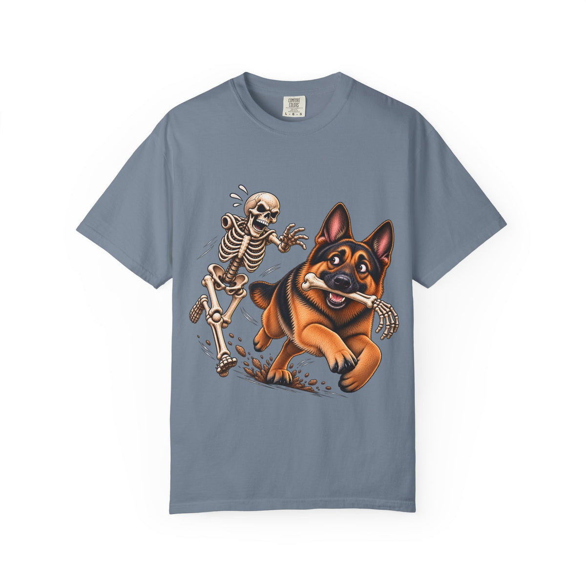 German Shepherd Skeleton Bone Chase T-Shirt – Funny Halloween GSD Shirt