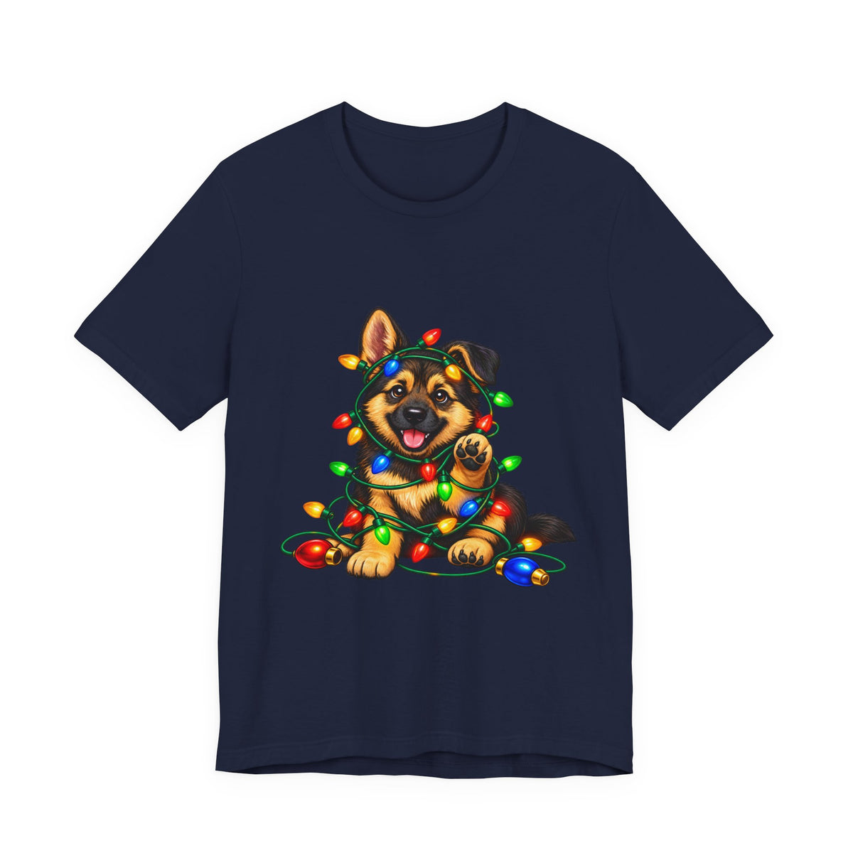 German Shepherd Christmas Shirt, Christmas Lights Puppy Tee, Gift for German Shepherd Lovers