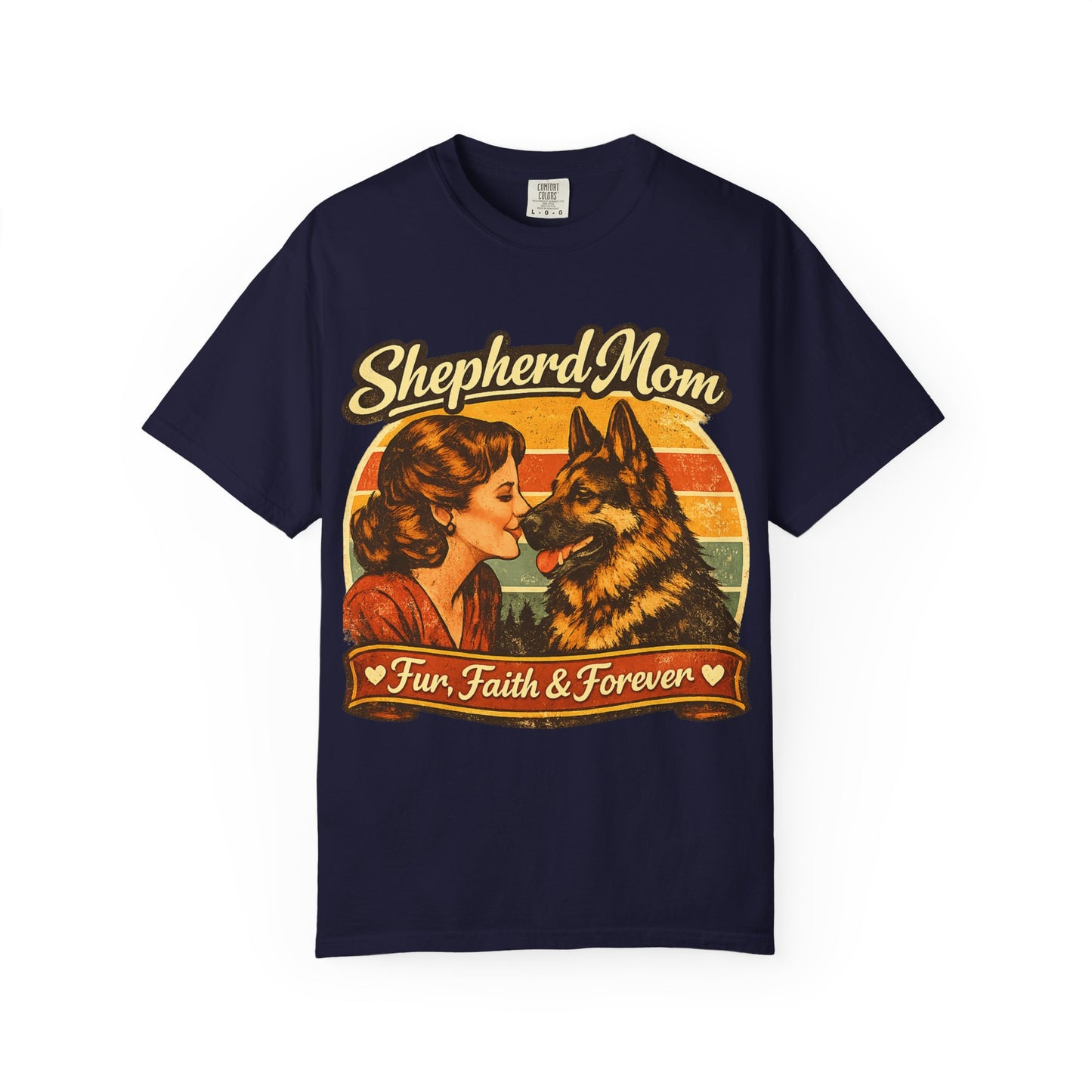 Shepherd Mom Vintage Portrait T-Shirt | German Shepherd Mom Tee