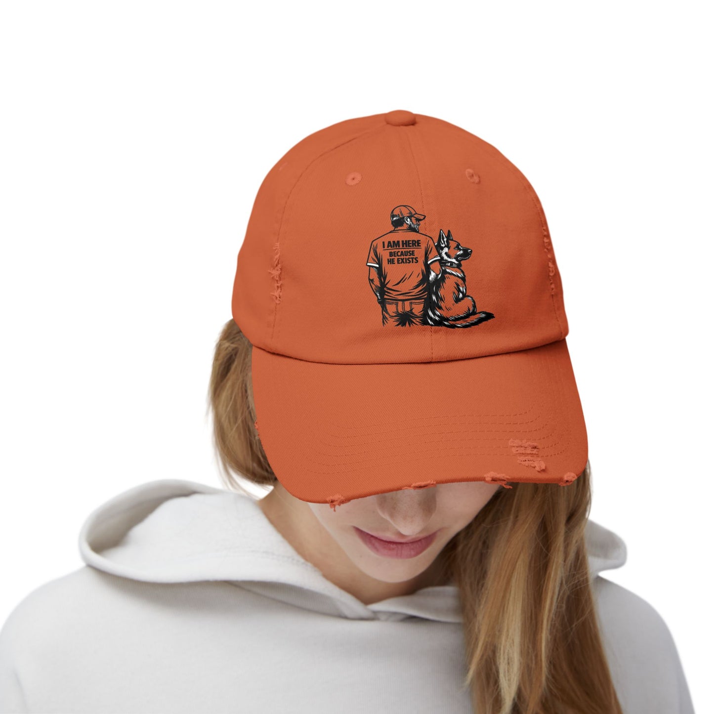 Dad and Dog Distressed Cap — Veteran/First Responder Tribute Hat