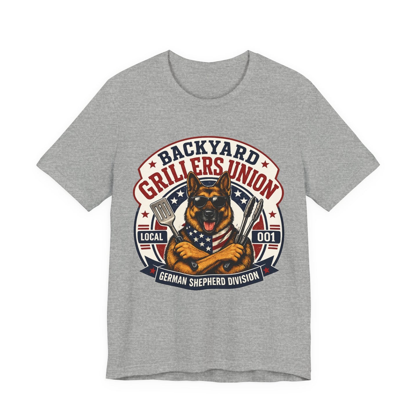 Backyard Grillers Union German Shepherd Patriotic T-Shirt