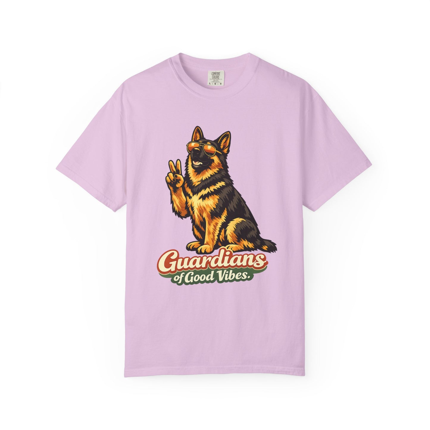 Guardians of Good Vibes German Shepherd T-shirt | Peace Sign Dog Tee