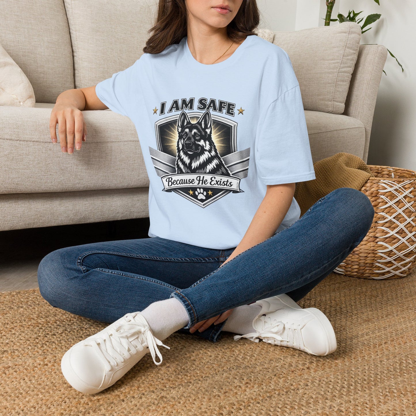 I AM SAFE German Shepherd T-Shirt — K9 Protection Dog Lover Tee
