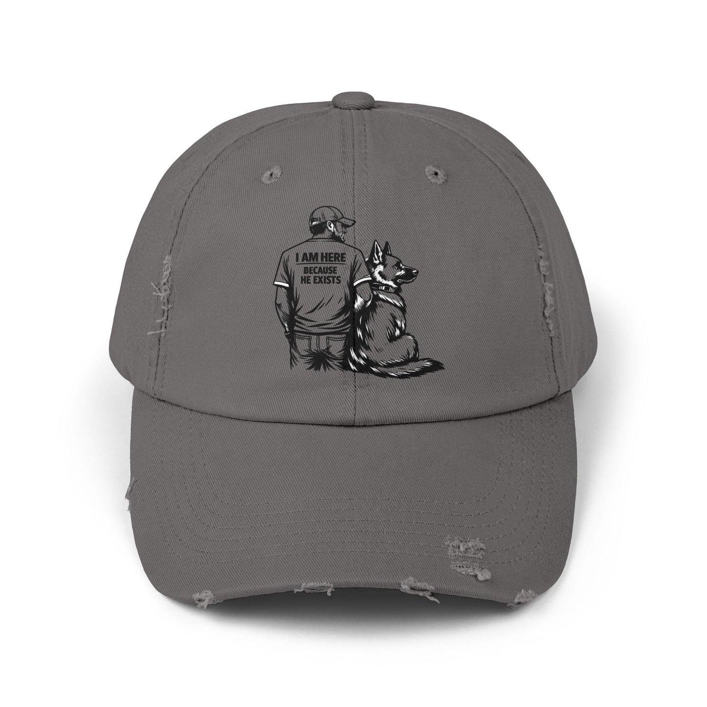 Dad and Dog Distressed Cap — Veteran/First Responder Tribute Hat