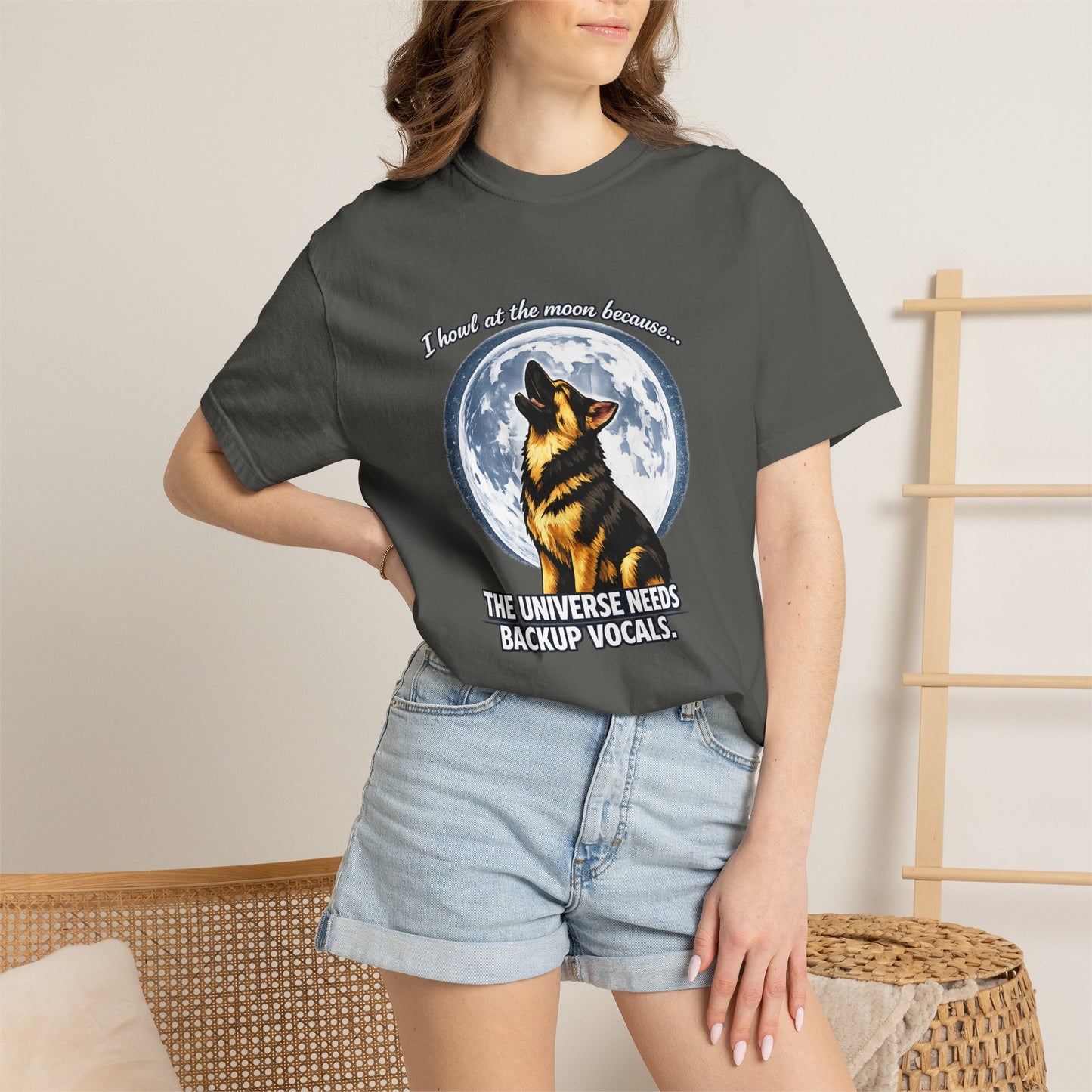 Howl at the Moon Dog T-Shirt | The Universe Needs Backup Vocals