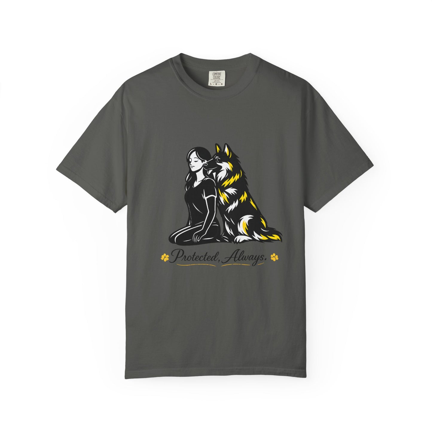 German Shephard and Woman, Guarded Forever, Petite Center Print