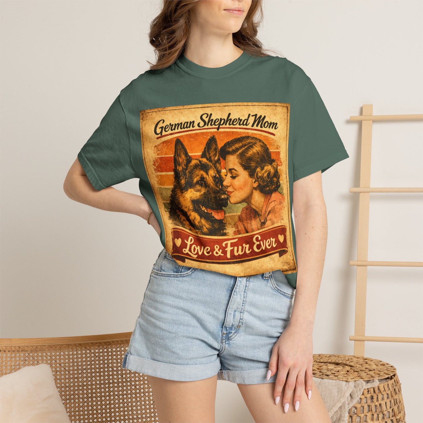 German Shepherd Mom Love & Fur Ever T-shirt | Vintage Dog Mom Tee