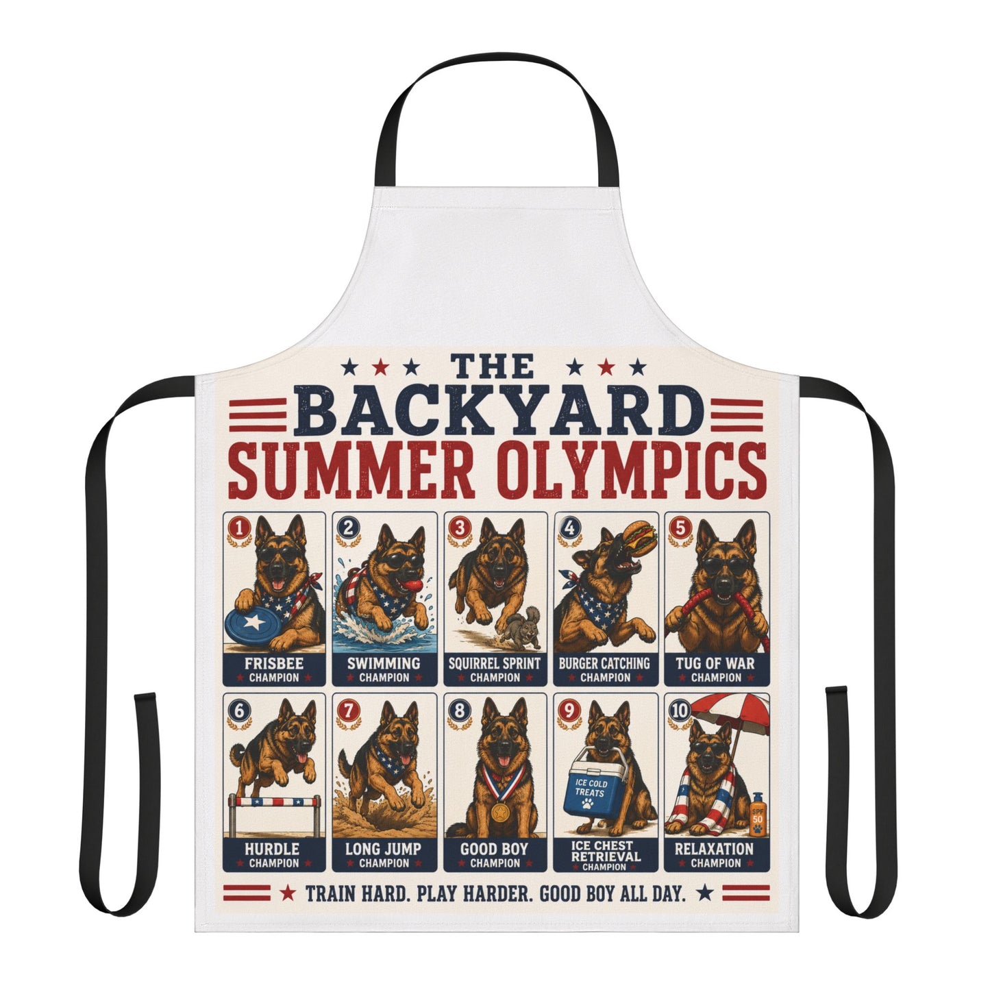 Apron - The Backyard Summer Olympics German Shepherd Funny Pet Lover BBQ Gift