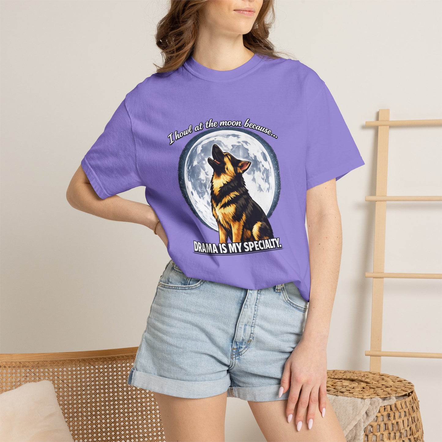 Howl at the Moon German Shepherd T-Shirt | Drama's My Specialty
