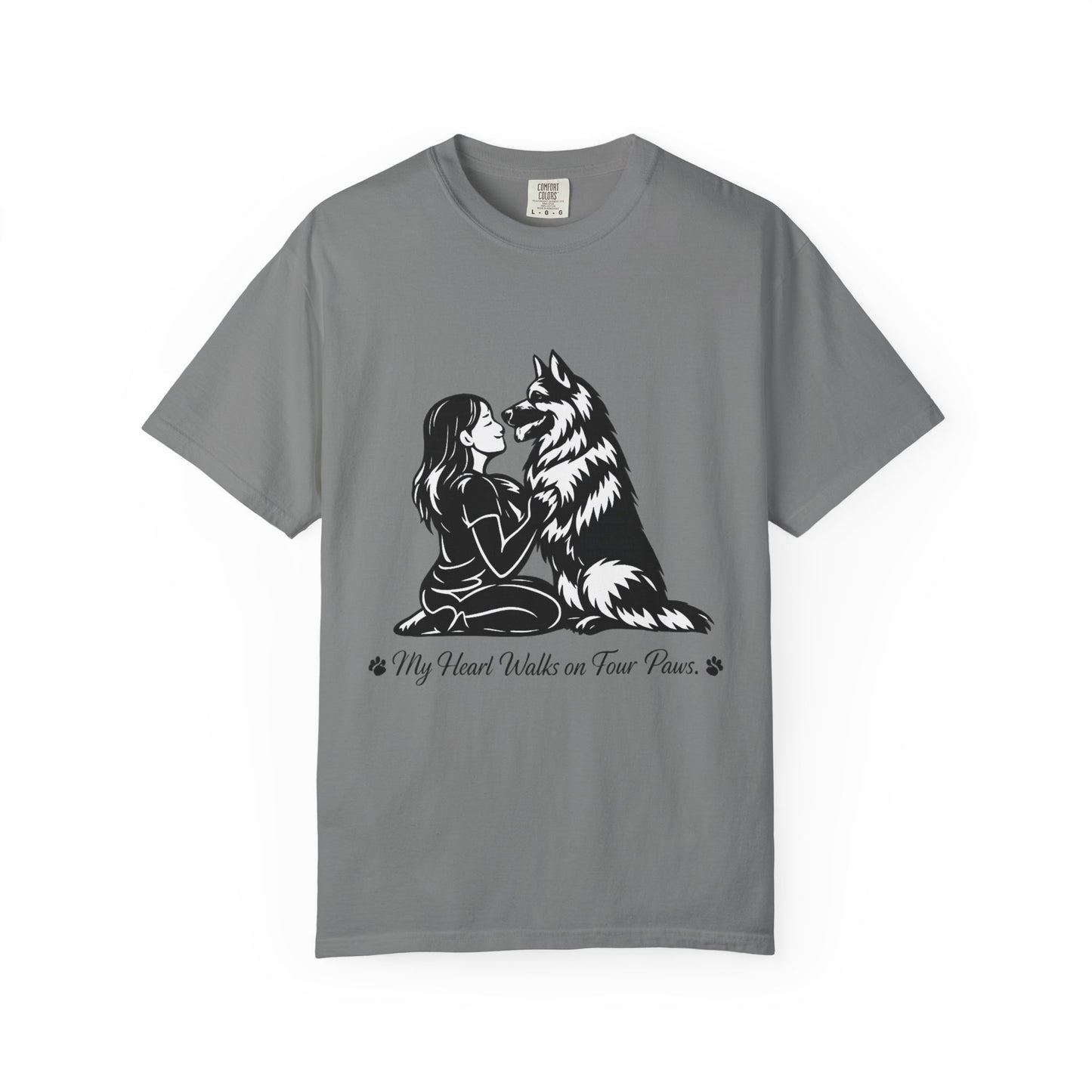 Girl and German Shepherd Illustration T-Shirt | My Heart Walks on Four Paws