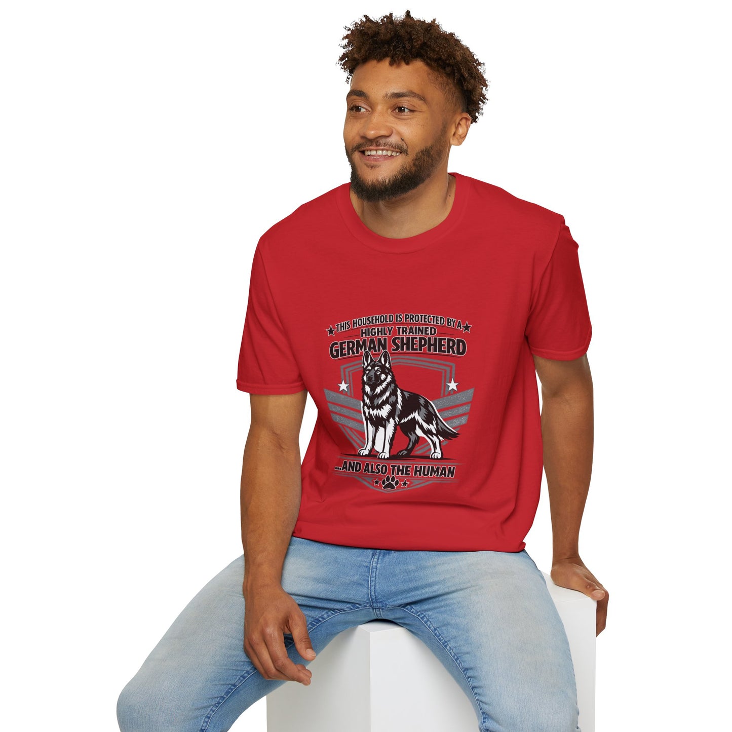German Shepherd Protector T-Shirt — "This Household Is Protected By A Highly Trained German Shepherd"