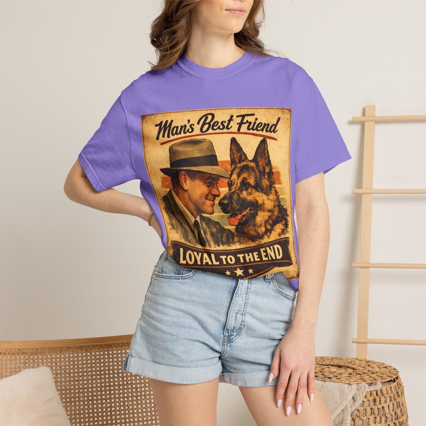 Man's Best Friend Loyal to the End T-shirt | Retro Dog Vintage Poster