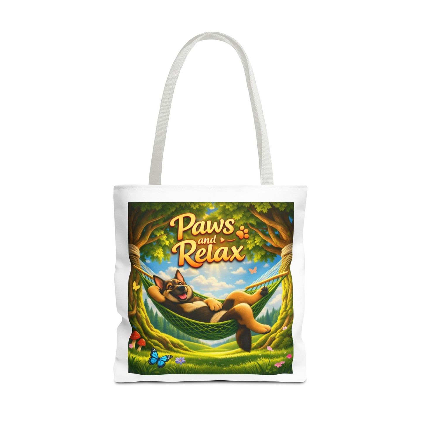 Paws & Relax German Shepherd Tote Bag – Cozy Hammock Dog Art Reusable Carryall