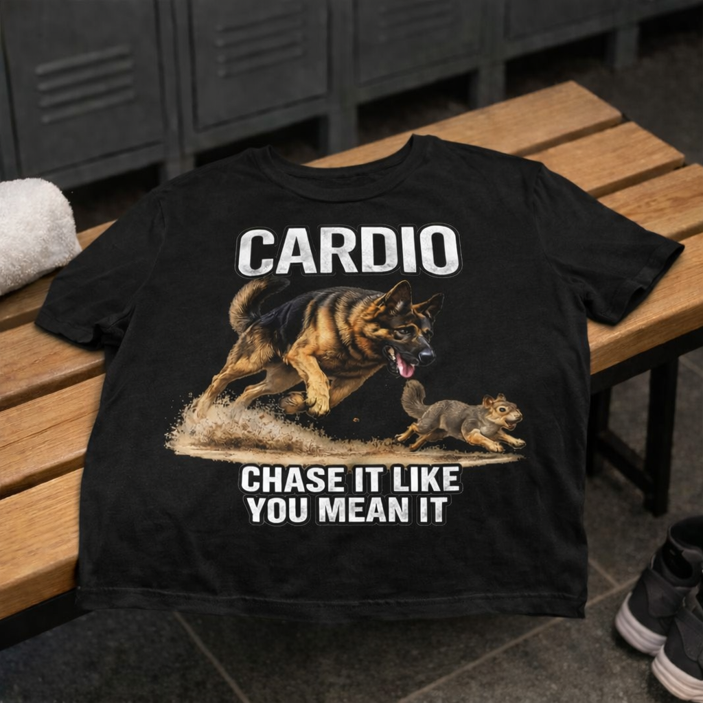 German Shepherd Cardio Workout T-Shirt | Chase It Like You Mean It | Pickens Athletic Standards™