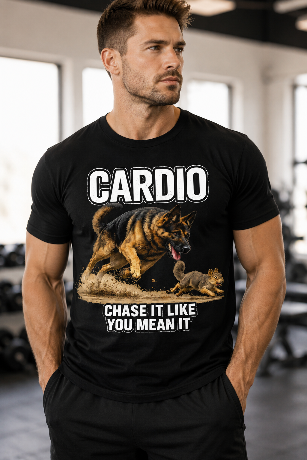 Cardio German Shepherd T-Shirt | Workout Shirt | Fitness Tee for Dog Lovers