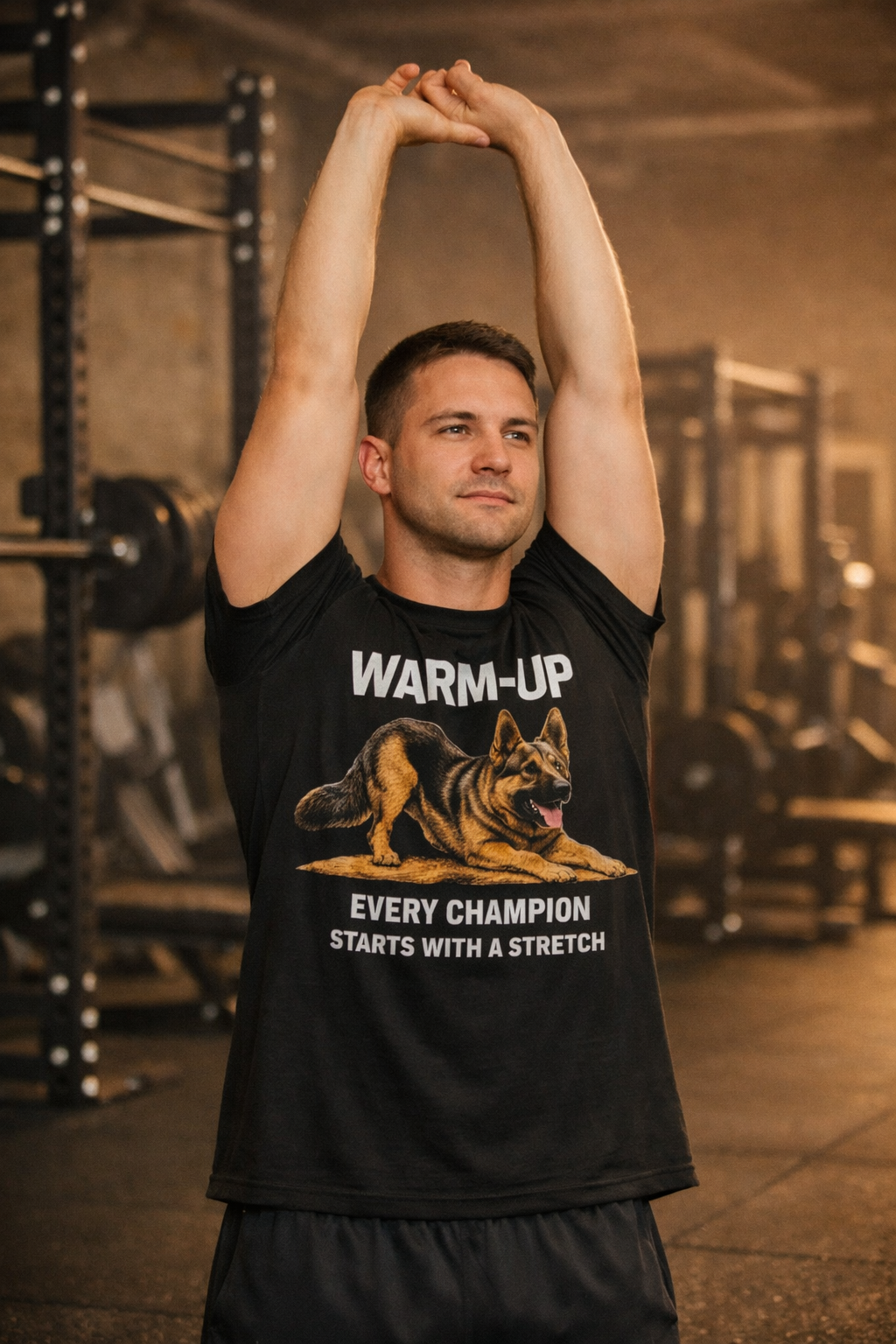 German Shepherd Warm-Up T-Shirt | Every Champion Starts With a Stretch | Pickens Athletic Standards™
