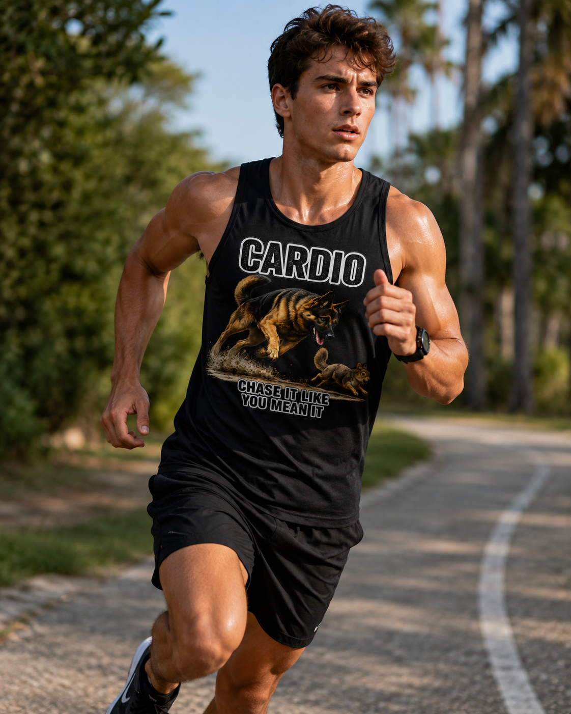 Cardio German Shepherd Tank Top | Workout Tank | Fitness Shirt for Dog Lovers