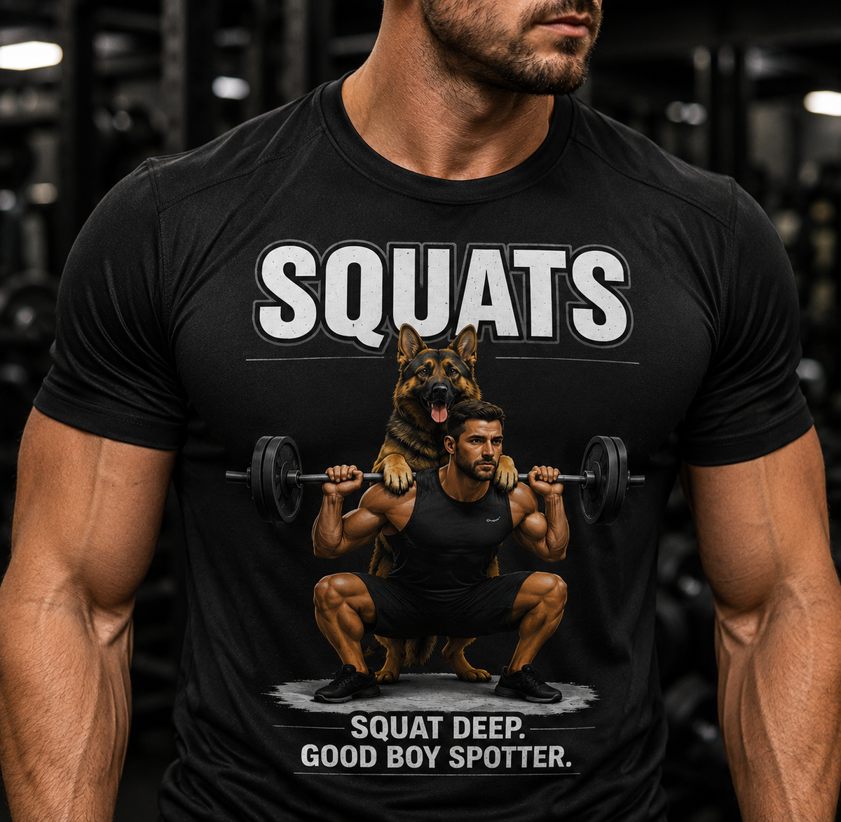 German Shepherd Squats Performance Shirt | Fitness Tee