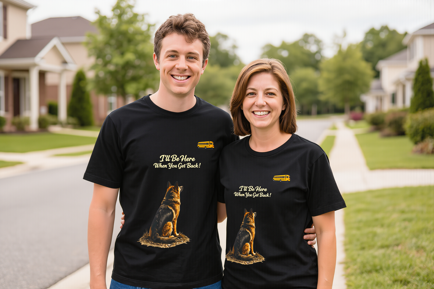 I'll Be Here When You Get Back German Shepherd T-Shirt | Bella+Canvas 3001