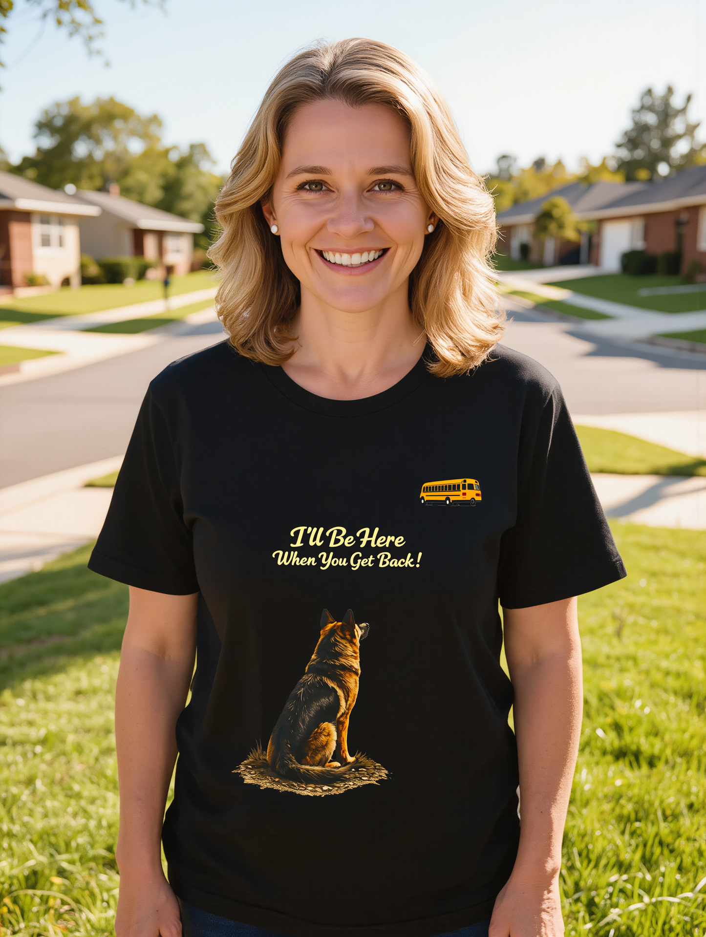 I'll Be Here When You Get Back German Shepherd T-Shirt | Bella+Canvas 3001