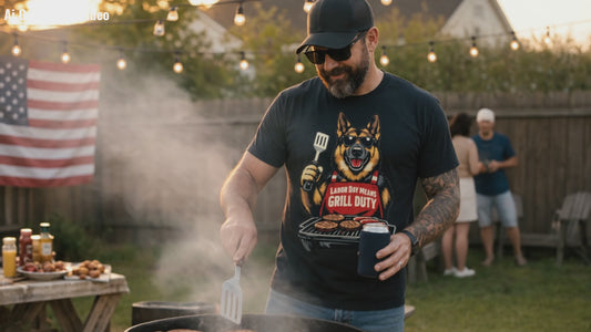 Labor Day Means Grill Duty German Shepherd Patriotic T-Shirt