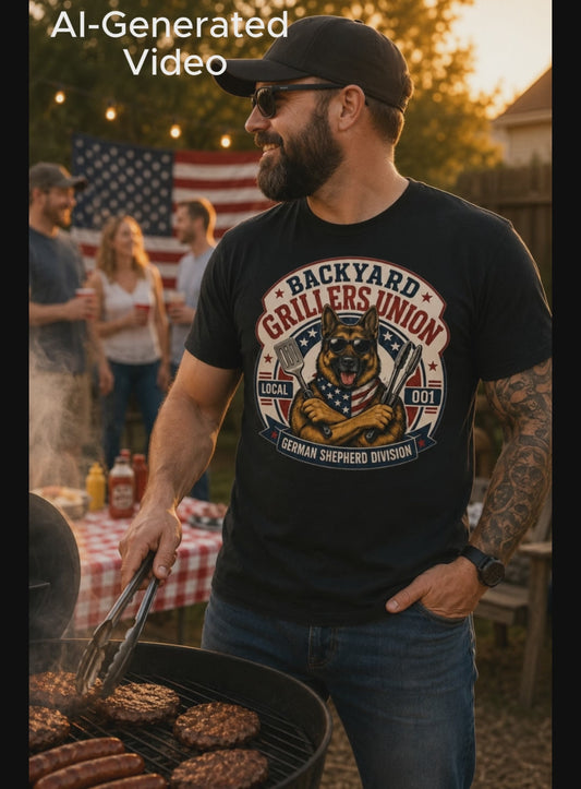 Backyard Grillers Union German Shepherd Patriotic T-Shirt